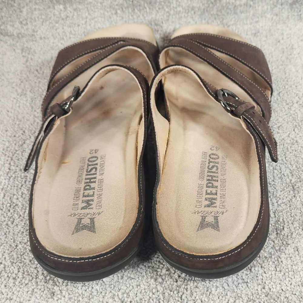 Mephisto Afida Sandals Dark Brown Nubuck Leather Cork Footbed Womens Size 12 - Picture 8 of 16